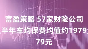富盈策略 57家财险公司上半年车均保费均值约1979元